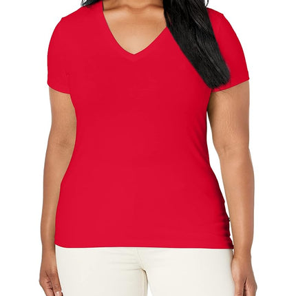 Nautica Women's Easy Comfort V-Neck Supersoft Stretch Cotton T-Shirt Red, Small