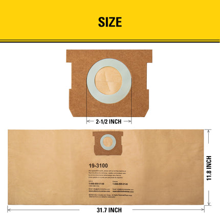 Stanley ALTON ENTERPRISES LIMITED 19-3100 5-8 Gallon Disposable Filter Bag for Wet/Dry Vacuums,(Pack of 3)