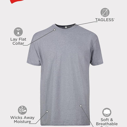 Hanes Men's Cotton, Moisture-Wicking Crew Tee Undershirts, Multi-Packs T-Shirt, Black-7 Pack, Large (Pack of 7)