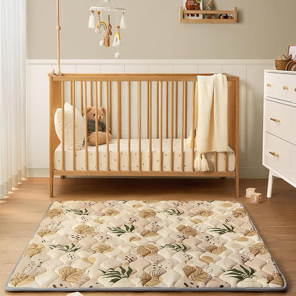 Blissful Diary Baby Play Mats for Floor, 127×127cm Crawling Mat, Thicken Soft Padding Foam Playmats for Babies and Toddlers Infants, Foldable and Machine Washable, Earth Tones Design