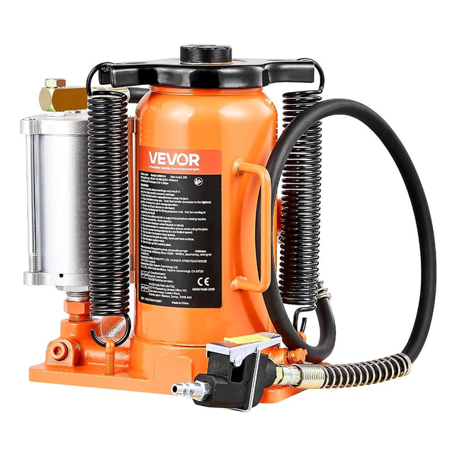 VEVOR - Hydraulic Air Bottle Jack, 20 Ton/40000 Lbs, 10.4-19.7 Inch Lift Range, Manual Handle and Air Pump, for Car, Pickup, Truck, RV, Repair