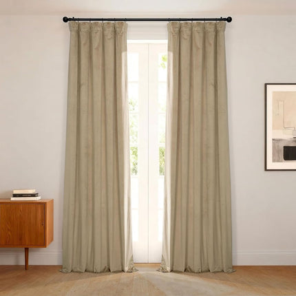 HPD Half Price Drapes Heritage Plush Velvet Curtains 108 Inches Long Room Darkening Curtains for Bedroom & Living Room 50W x 108L, (1 Panel), Museum Taupe