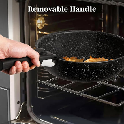 Cookware Set, Pots and Pans Set Non Stick, 12 Pcs Cooking Pot Kitchen Set with Frying Pan and Sauce Pans, Dishwasher and Oven Safe, PFAS, PFOA, PFOS Free, Black