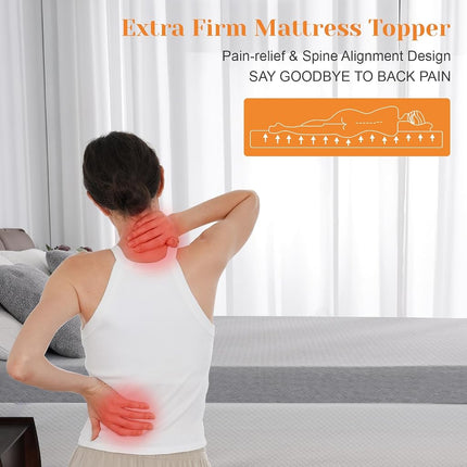 Extra Firm Mattress Topper Twin, 3 Inch High-Density Firm Mattress Pad for Back Pain Relief, Bed Topper with Removable Cover, No Smell, No Slip, CertiPUR-US Certified, 75" x 38"