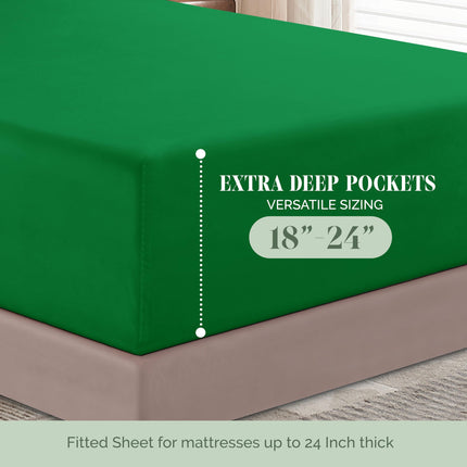 Elegant Comfort Luxurious 1500 Premium Hotel Quality Microfiber 4-Piece Sheet Set, 18-24 Inches Deep - Extra Deep Pocket Sheets - Ultra Soft 4PC Deep Pocket Sheets, King, Emerald Green