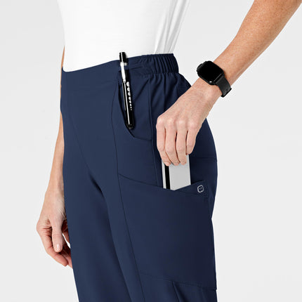 WonderWink 5155PNAVYLGP W123 Pantalon cargo double à devant plat pour femme, marine, taille Petite-L