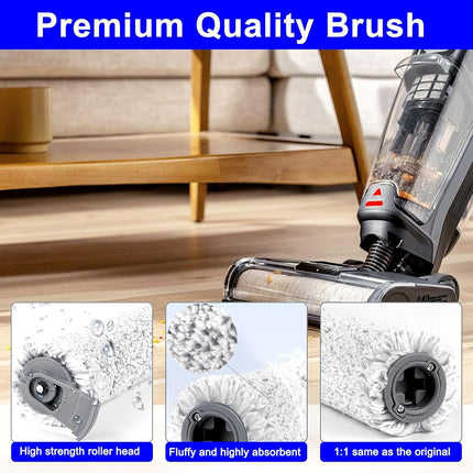 For Bissell CrossWave OmniForce & OmniFind Vacuum Cleaner, 3x Multi-Surface Brush Rollers + 3x HEPA Filters + 1x Clean Brush, Replacement Parts 3882/3883/3967F Series, Compare to Model 1640064