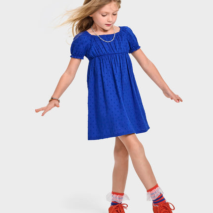The Children's Place Baby Girls' and Toddler Short Sleeve Dressy Dresses, Renew Blue, 3T