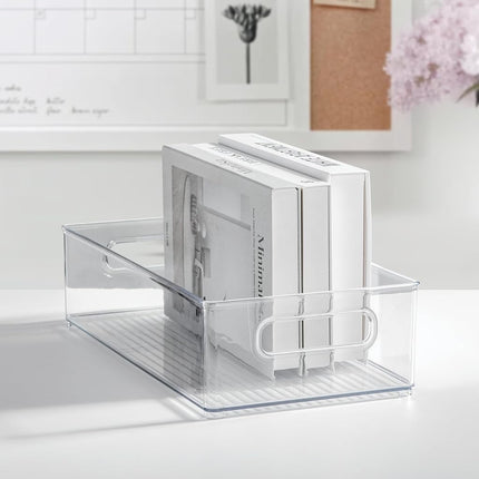 InterDesign 70530 Refrigerator and Freezer Storage Organizer Bins for Kitchen, 8" x 4" x 14.5", Clear Large