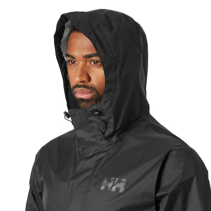 Helly Hansen Men's Loke Lightweight Hooded Waterproof Windproof Breathable Rain Coat Jacket, 990 Black, X-Large