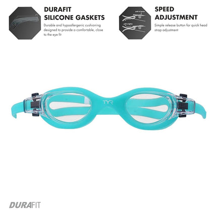 TYR Women Vesi Femme Low Profile Swimming Goggles - Clear/Mint/Mint, Small