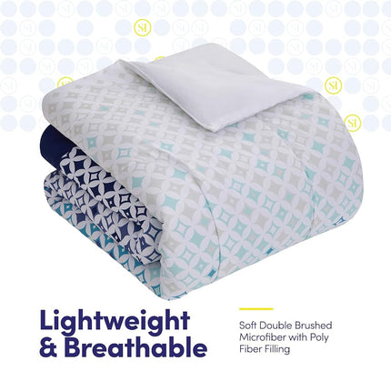 Sweet Home Collection 7 Piece Comforter Set Bag Solid Color All Season Soft Down Alternative Blanket & Luxurious Microfiber Bed Sheets, Genova, Full