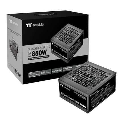 Thermaltake Toughpower SFX 850W 80Plus Platinum ATX 3.1 Standard Power Supply; 450W 12V-2x6 Connector Included; Full Modular; 90mm FDB Fan; PS-STP-0850FNFAPU-1; 7 Year Warranty