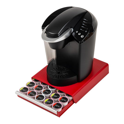 Cajón organizador de cápsulas de café individuales Mind Reader, capacidad para 30 cápsulas, organizador de encimera, 26.7L x 32.4W x 6.4H cm, rojo