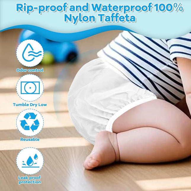 American Baby Company 42004 Dappi Waterproof 100-Percent Nylon Diaper Pants, 2 Pack, X-Large (White)