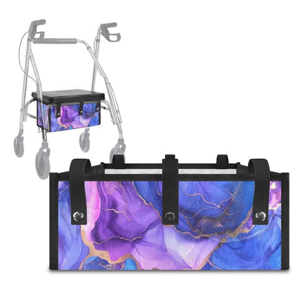 LedBack Walker Accessories Sets Wheelchair Bag for Seniors Rollator Walker Rollator Covers Purple Marble Print Walker Seat and Backrest Covers, Easy to Install