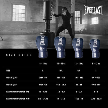 Everlast Elite 2 16oz Boxing Gloves, Navy Boxing Gloves for Bags, Mitt Work & Sparring, Hook and Loop Strap, Ergonomic Grip Bar, Split-Style Foam Combination - Authentic Everlast Gear