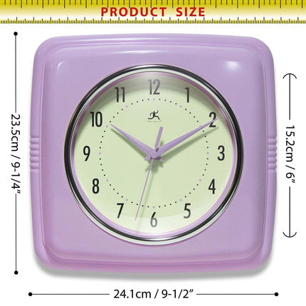 Infinity Instruments Square Retro Lavender Wall Clock 23.5cm
