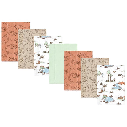 Hudson Baby Lot de 7 langes en flanelle de coton pour bébé unisexe, motif « Aventures dinosaures », taille unique