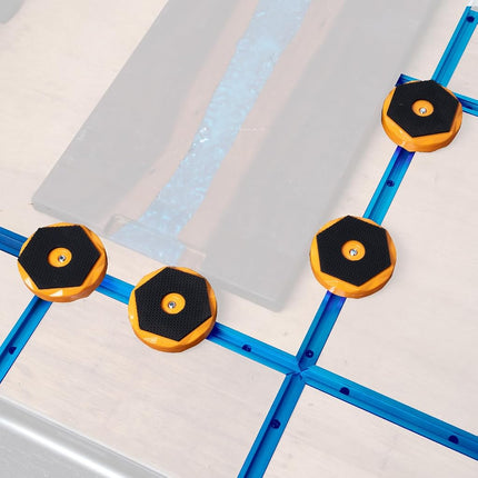 POWERTEC 72128 36 Inch Double-Cut Profile Universal T-Track with Predrilled Mounting Holes, with T Track & Work Bench Stops Plus Work Grippers and Finishing Cone - Bench Dog Cookies Fit 3/4" Dog Hole