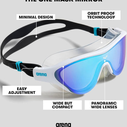 ARENA Unisex's The ONE MASK Mirror Goggles, Silver-Black-Black, Size One Size