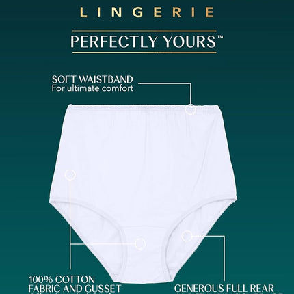 Vanity Fair Women's High Waisted Underwear, Full Coverage Ladies Panties, Perfectly Yours Briefs, Cotton-Fawn/Fawn/Fawn, 9 (Pack of 3)