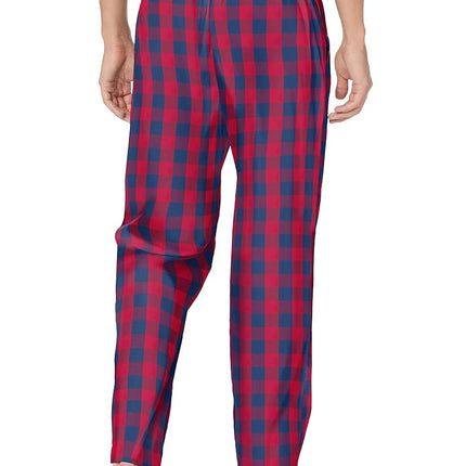 Nautica Mens Soft Woven 100% Cotton Elastic Waistband Sleep Pajama Pant, Nautica Red, L