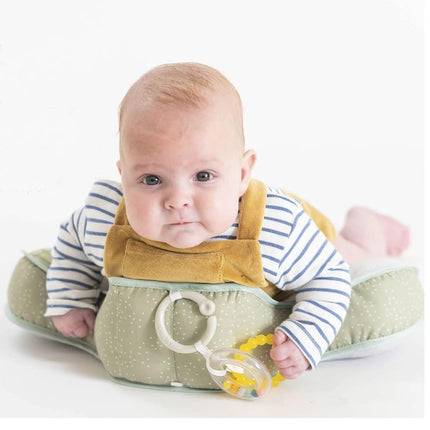 Taf Toys Tummy Time Lion Cushion with Detachable Toys for Newborn & Babies, Soft Baby Sensory Toy with Teether and Rattle for Tummy Time Play, 0-6 Months