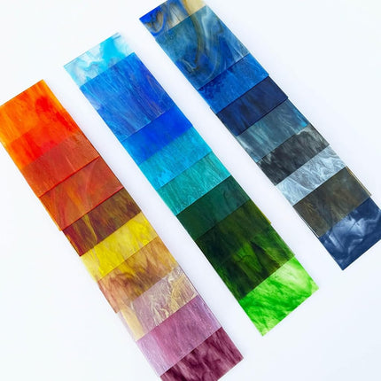 LITMIND 24 Sheets Transparent Streaky Stained Glass Sheets – Mystic Rainbow Mix, 6 x 4 Inch Smooth Art Glass for Mosaics, Suncatchers & DIY Crafts