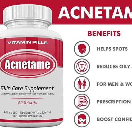 Acnetame 2 Pack- Vitamin Supplements For Acne Treatment- Hormonal Acne Pills To Clear Oily Skin For Women, Men, Teens, And Adults