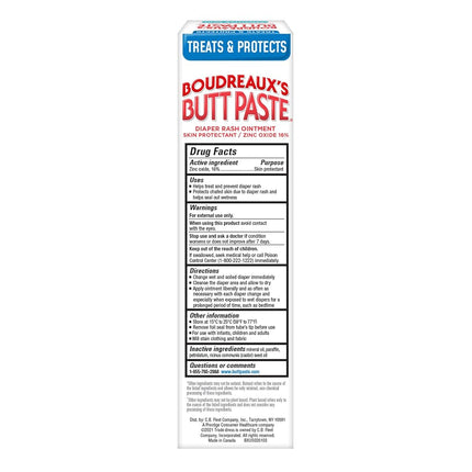 Boudreaux's Butt Paste Diaper Rash Ointment, for Sensitive Skin, Hypoallergenic, 4 Oz