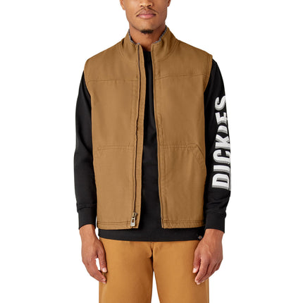 Dickies, Men's, Sherpa Lined Duck Vest, Brown Duck