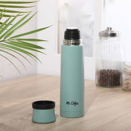 Mr. Coffee Silverleaf 23 oz Stainless Steel Thermal Bottle – Double Wall Vacuum Insulated Travel Mug with Leak-Proof Lid, Teal – Hot & Cold Beverage Flask for Work, Commute, or Camping