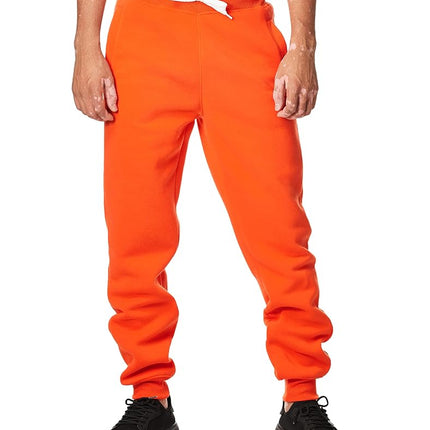 Southpole Men's 1570 Basic Active Fleece Jogger Sweatpants, Orange, Large