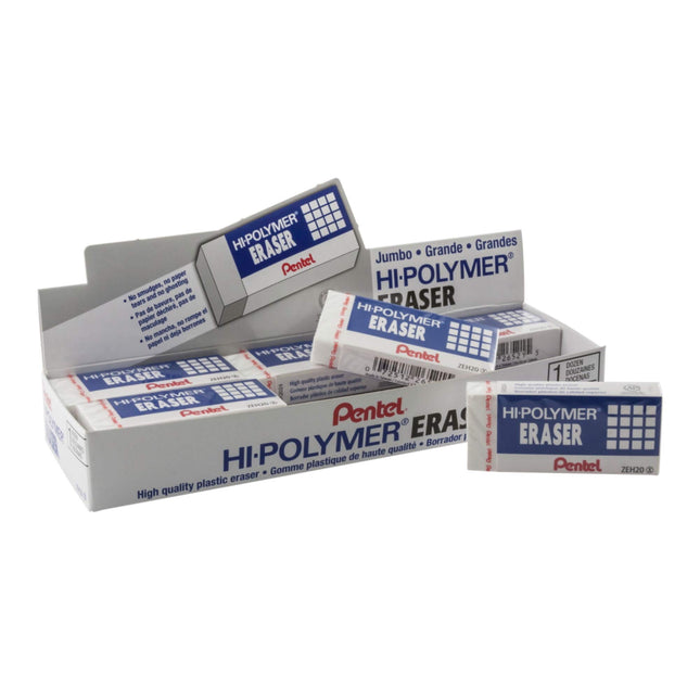 Pentel Hi-Polymer Eraser, Jumbo Size 12 pack(ZEH-2