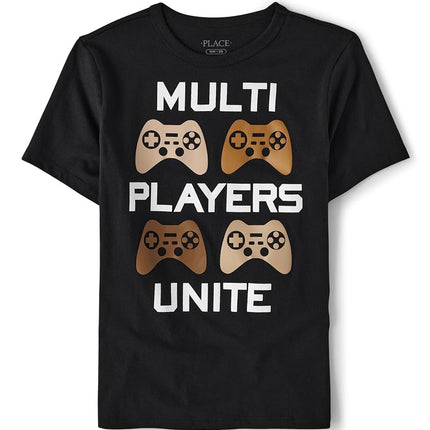 The Children's Place Camiseta de manga corta con estampado Dancer para niño, Multi Players Unite, Pequeña