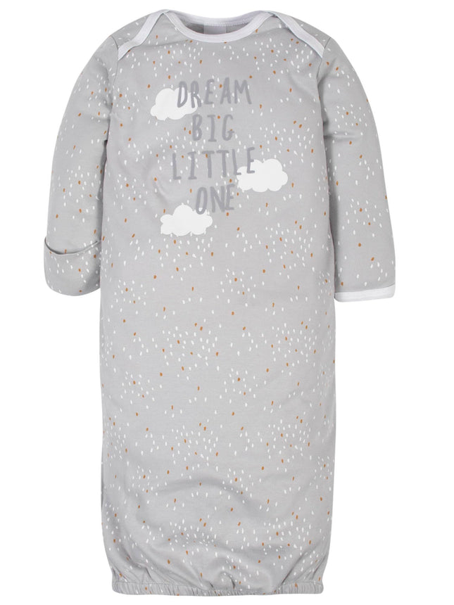 Gerber Baby 4-Pack Gowns, Sheep Grey, Preemie