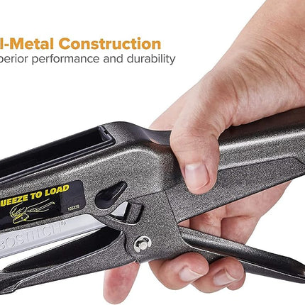 Bostitch Office B8 Plier Stapler Heavy Duty with 1250 1/4" Staples - 45-Sheet No Jam - Full Strip Metal Industrial Stapler - 210 Staple Capacity - for Cardboard, Paper, Fabric