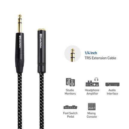 Cable Matters Braided Long 1/4 Inch Extension Cable 25 ft (1/4 TRS to 1/4 Inch Male to Female Cable)