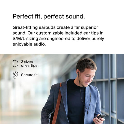Belkin SoundForm Wired Earbuds with USB-C Connector, In-Ear Earphones w/ Microphone - Headphones for iPhone 15, iPad Mini, Galaxy, Android, and More with USB-C Connector (USB-C Headphones) - Black