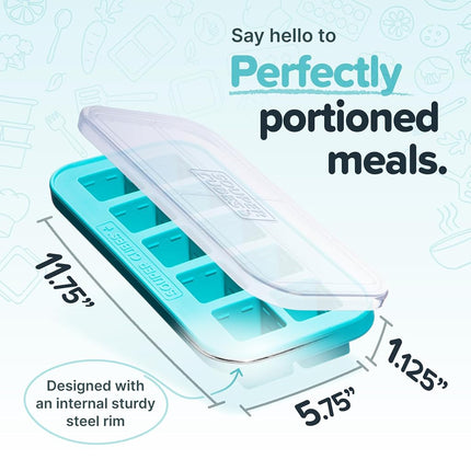 Souper Cubes 30mL/2 Tbsp Silicone Mould with Lid, Aqua, 1-Pack