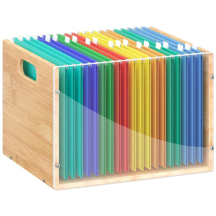 Sbanmao Clear Acrylic File Box Organizer, Bamboo H