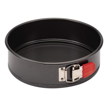 Moule à charnière antiadhésif Rachael Ray Oven Lovin' avec poignées/Moule à gâteau antiadhésif à charnière avec poignées/Moule à cheesecake antiadhésif avec poignées, rond - 22,8 cm, gris