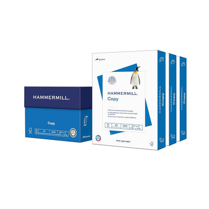 Papel de impresora Hammermill, papel de copia de 20 lb, 8.5 x 11-3 resmas (1,500 hojas) - 92 de brillo, hecho en EE. UU., 500 unidades (paquete de 3)