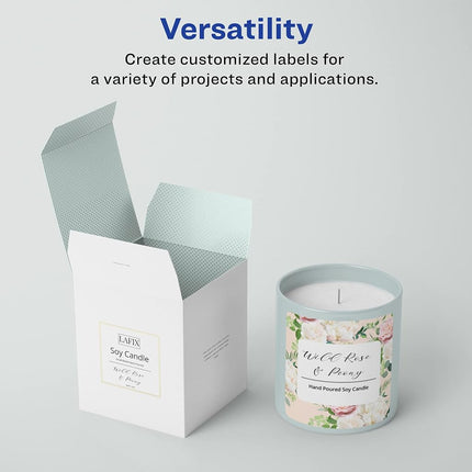 Avery Matte White Square Labels with Sure Feed, 2.75" x 2.75", 150 Matte White Printable Labels