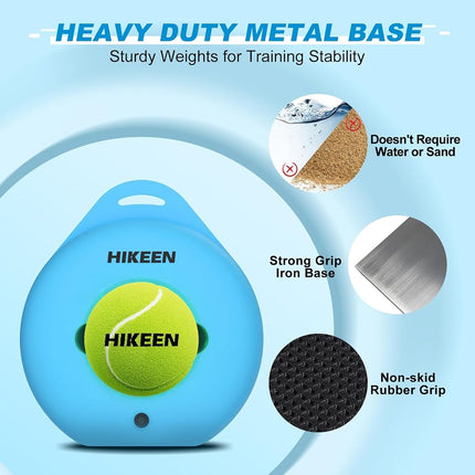 Hikeen Premium Tennis Trainer Rebound with Metal Base,Portable Solo Tennis Trainer Set with 3 Highly Elastic String Balls,Tennis Practice Equipment for Adult Kids an Beginners - Blue