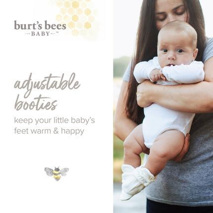 Burt's Bees Baby Unisex Booties Organic Cotton Newborn Essentials Shoes for Infants, Quilted Pastel Pink, 3-6 Months
