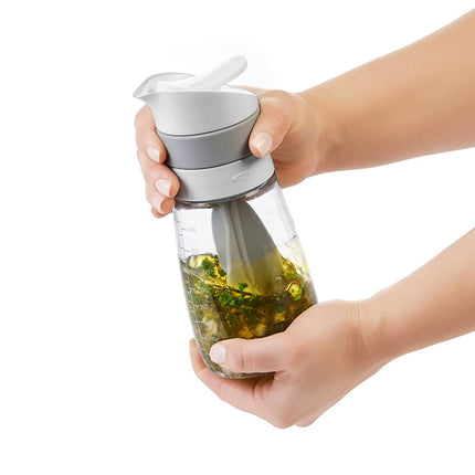 OXO Good Grips Twist & Pour Salad Dressing Mixer, Gray, 14 Ounces, 0.44 qt