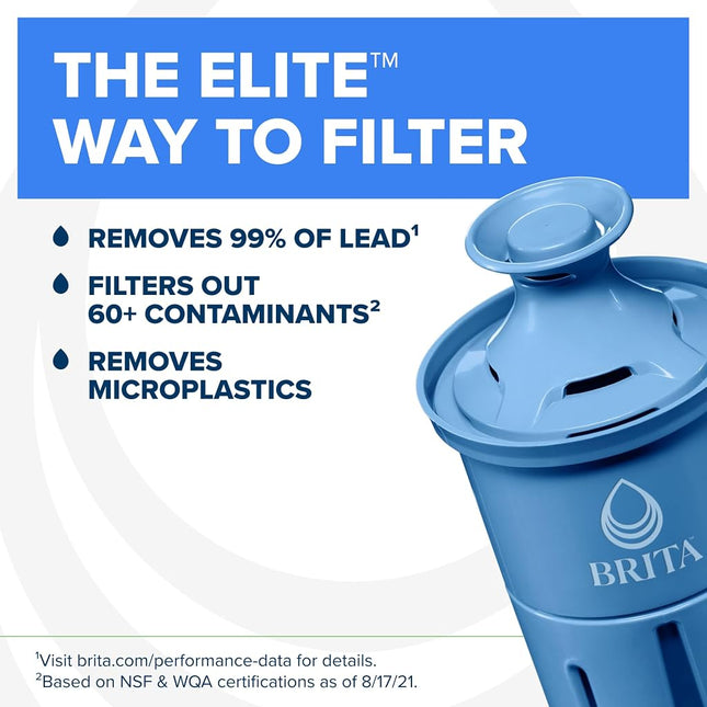 Brita Water Pitcher, Everyday Elite Filter, Removes 99% of Lead, Includes 1 Filter, 10-Cup Capacity, White