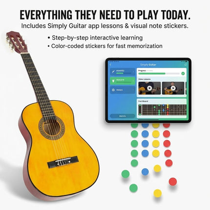 Music Alley MA-34-N 34 Inch Junior Classical Guitar for Kids, Natural